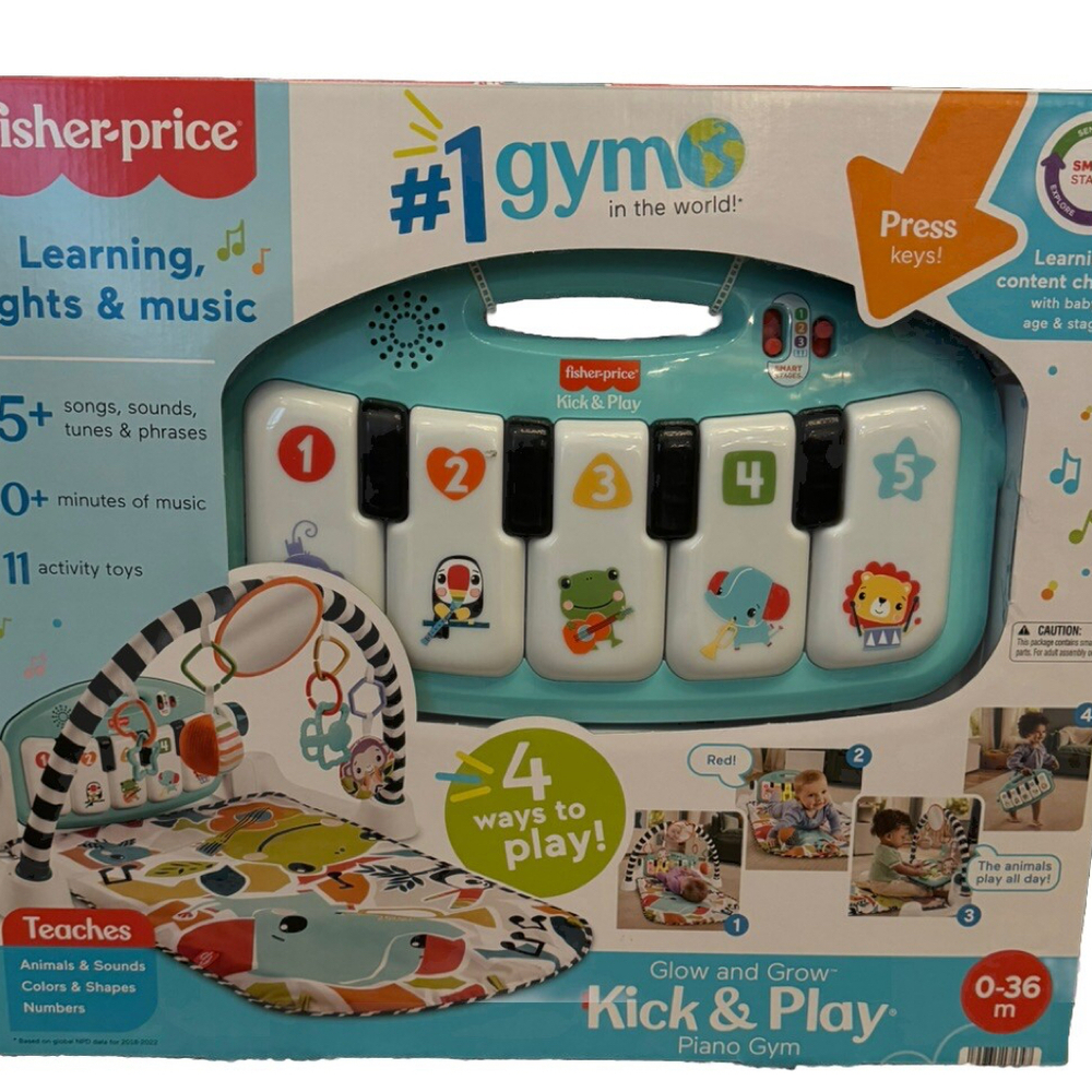 Fisher-Price Deluxe Kick 'n Play Piano Gym and Maracas - Blue/Orange